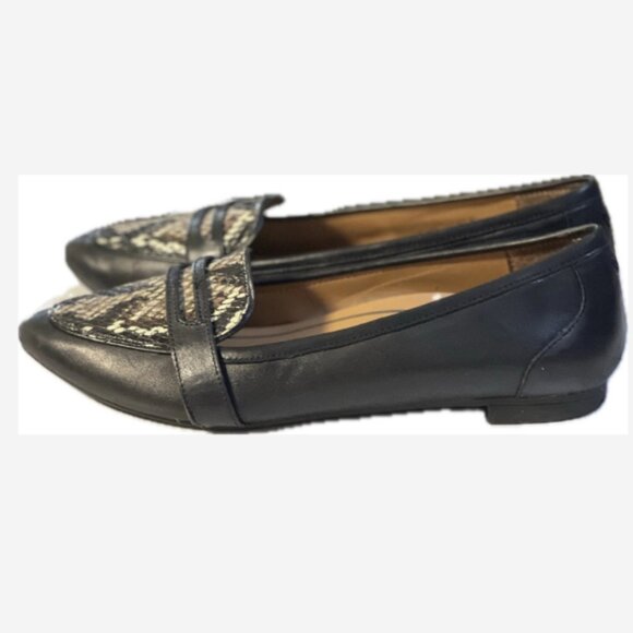 Vionic Savannah Flats Shoes Boa Leather Women Size 6.5 Black 1/2" Heel Slip On - Picture 1 of 5